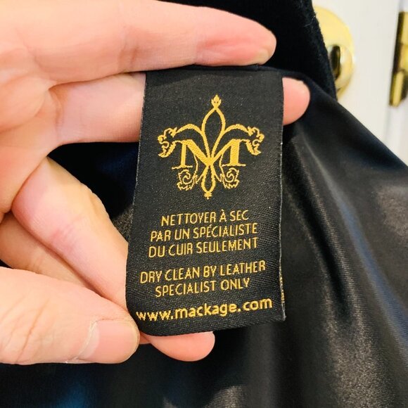 Mackage Coat Black Wool Cashmere Blend Leather Belt Trim Womens Size XS - Picture 15 of 16